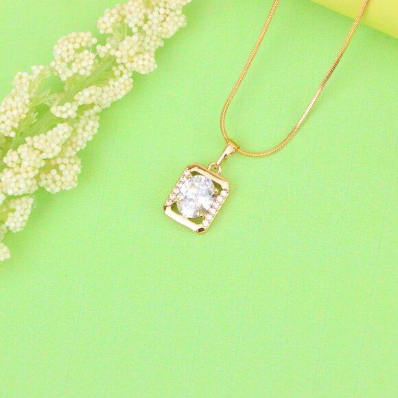 "Elegant Rose Gold Pendant with Oval CZ Center and Accent Stones, XPPT1443 - Picture 13 of 13